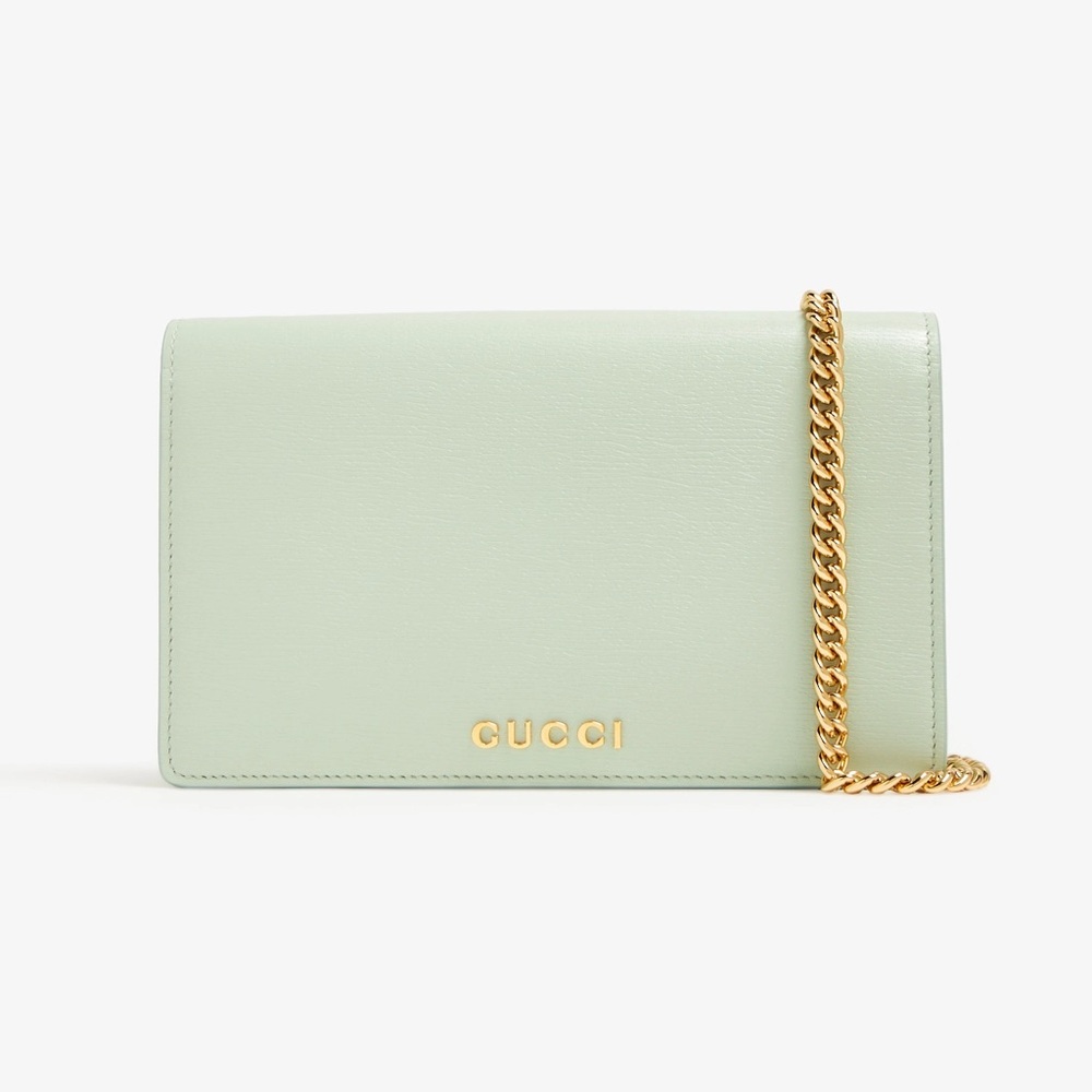 Gucci Textured Calfskin Script Logo Wallet On Chain